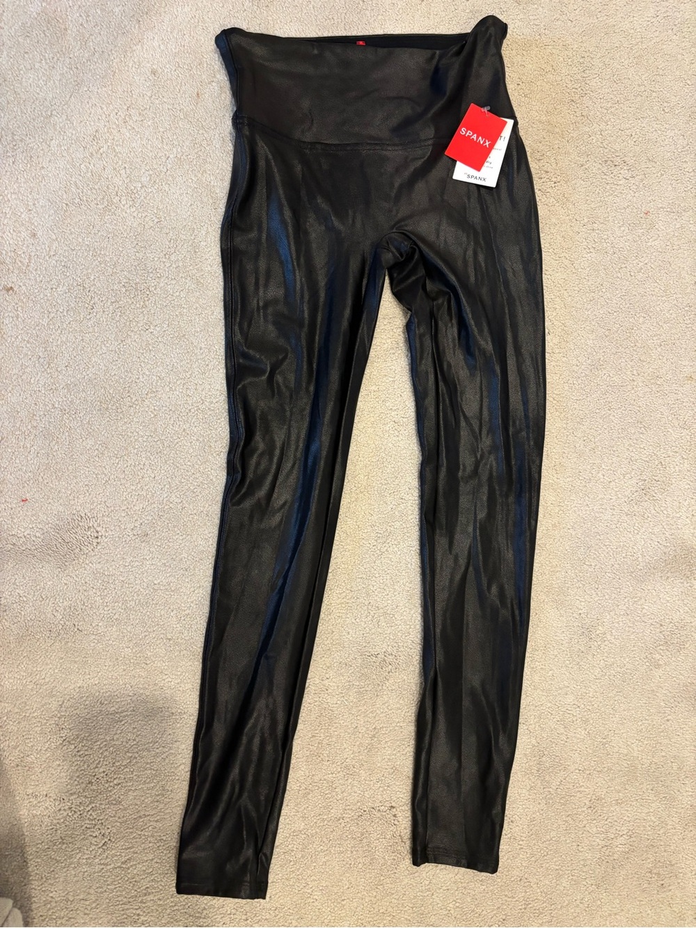 SPANX Faux Leather-Look High Waist Jeggings - Black